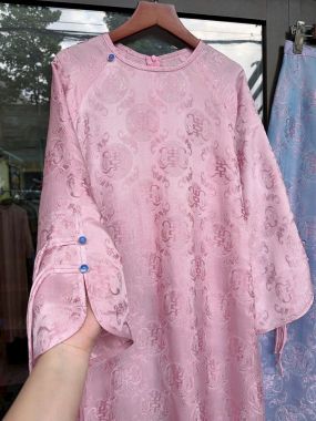 Đồ bà ba lụa trơn màu hồng phấn