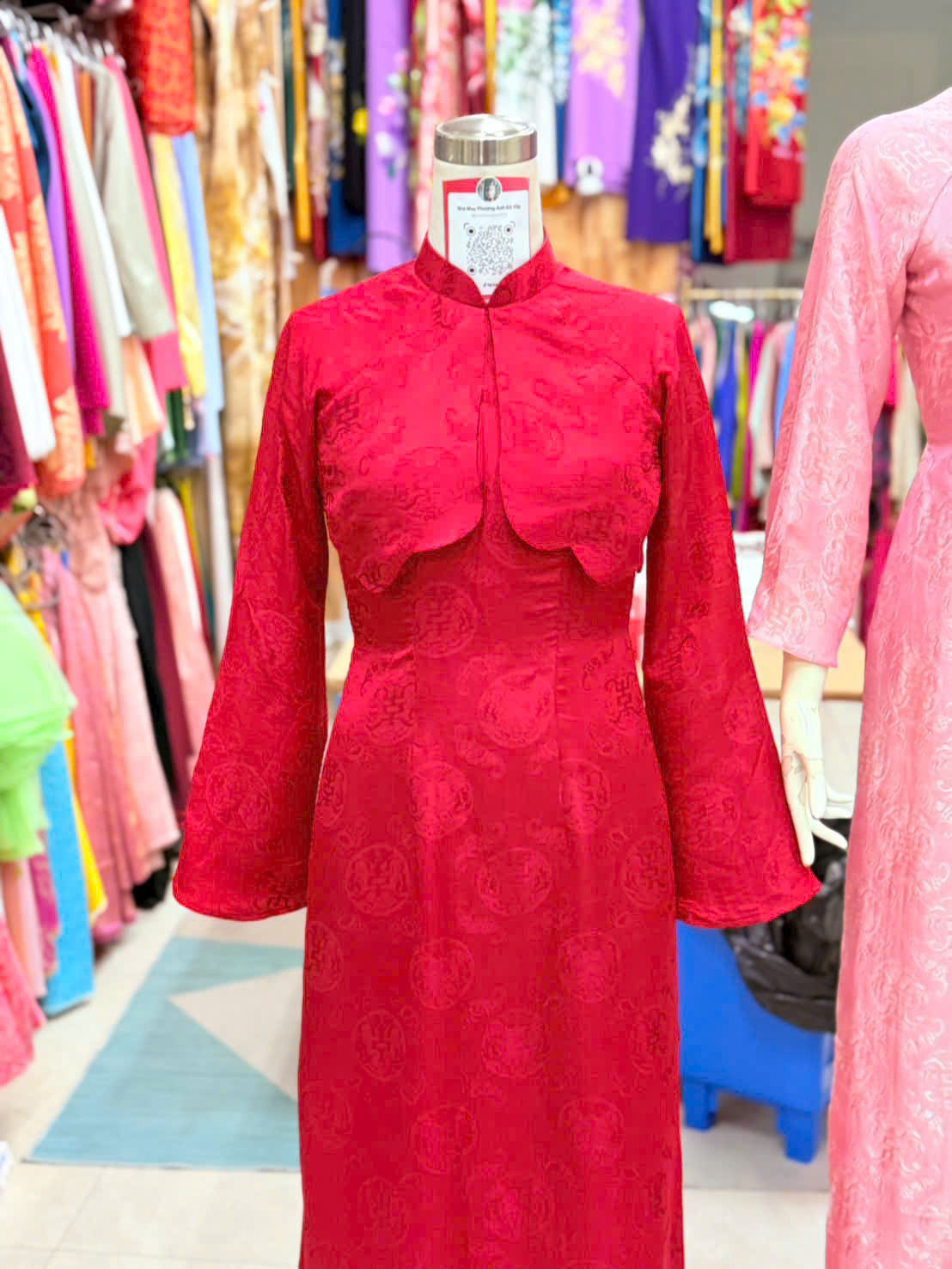 Đồ bà ba lụa trơn màu đỏ đô